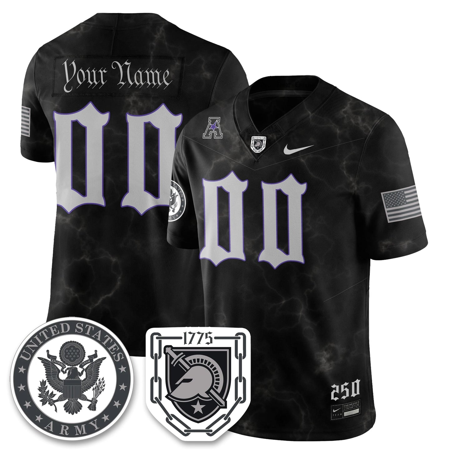 Army Black Knights Vapor Limited Jersey - 250 Years of Service and Sacrifice - All Stitched-DTD
