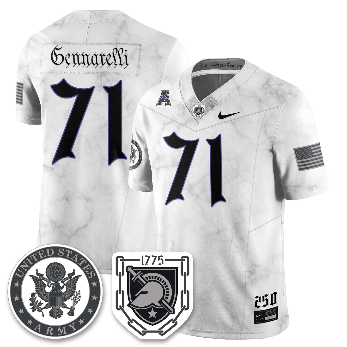 Army Black Knights Vapor Limited Jersey - 250 Years of Service and Sacrifice - All Stitched-DTD