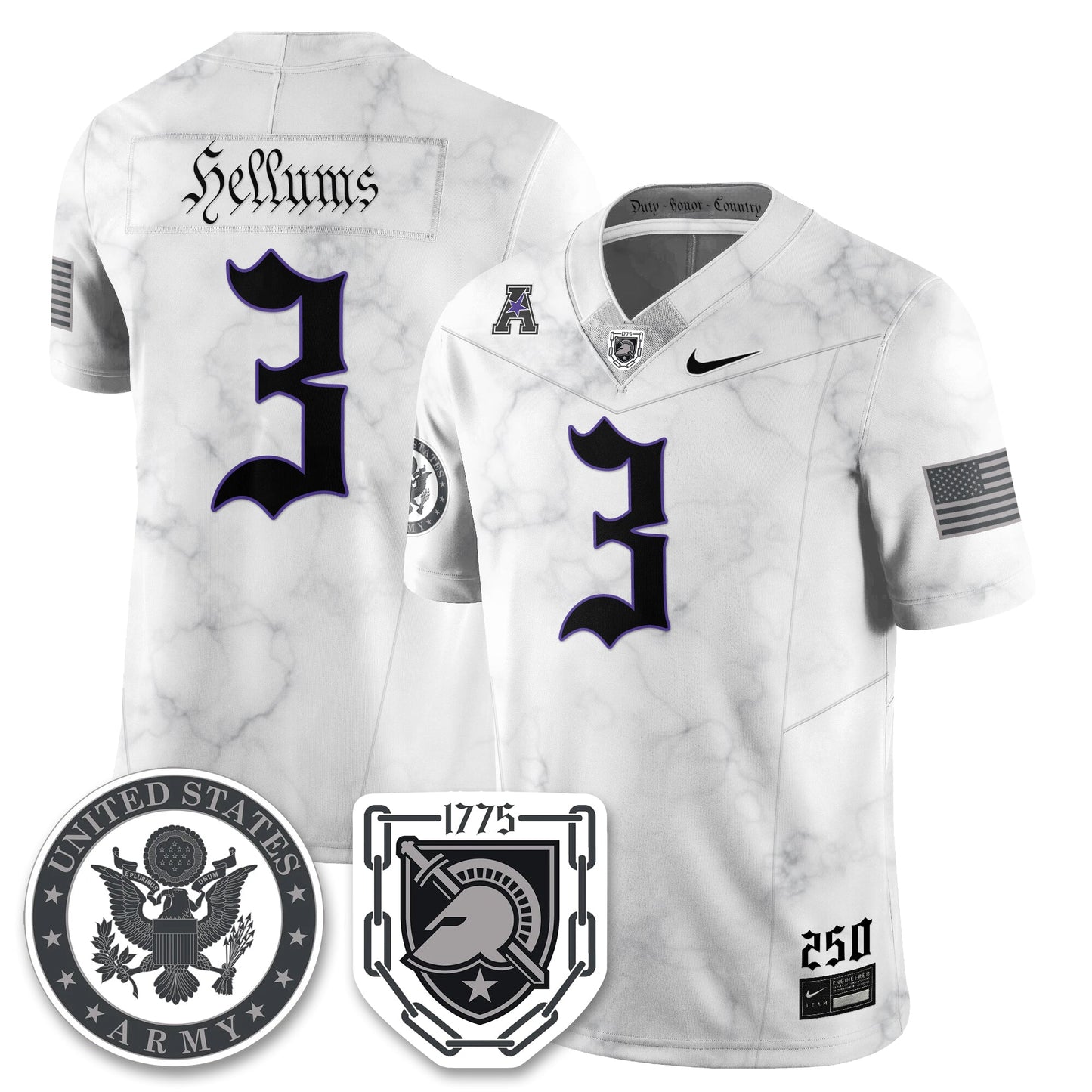Army Black Knights Vapor Limited Jersey - 250 Years of Service and Sacrifice - All Stitched-DTD