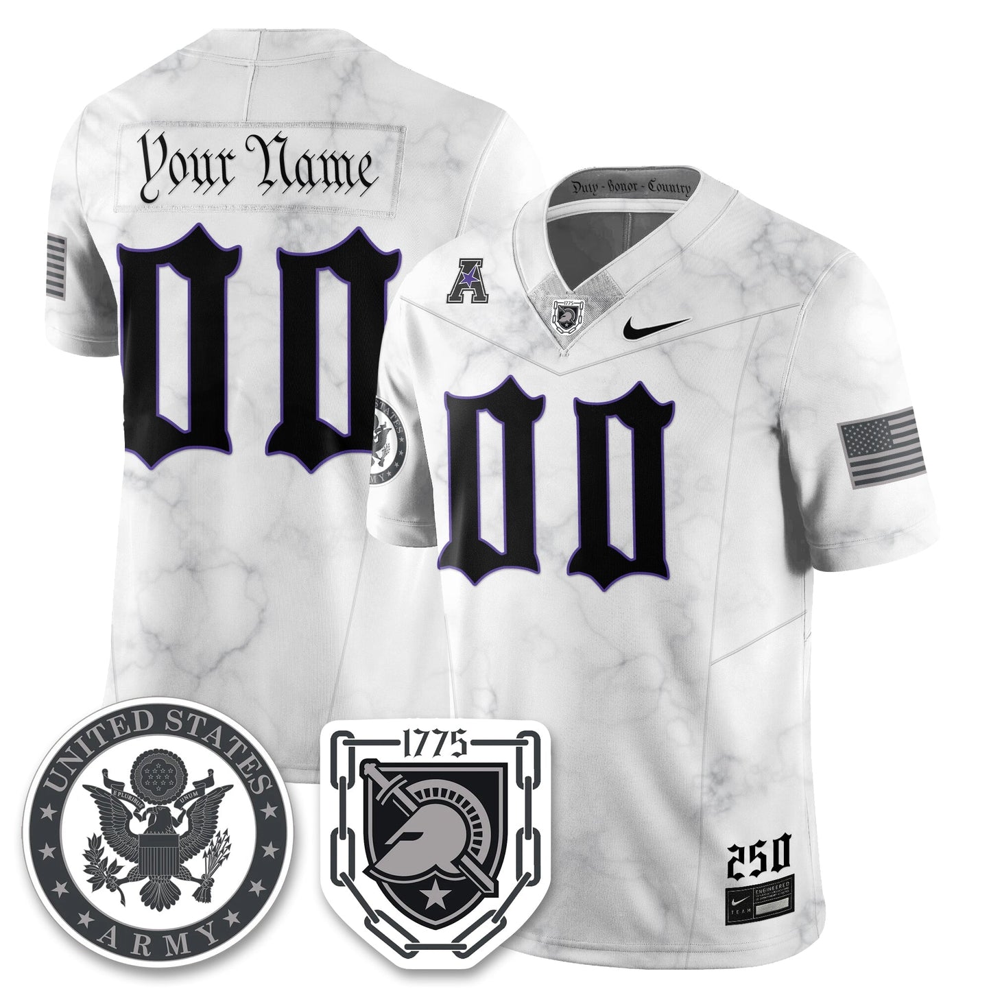 Custom Army Black Knights Vapor Limited Jersey - 250 Years of Service and Sacrifice - All Stitched-DTD