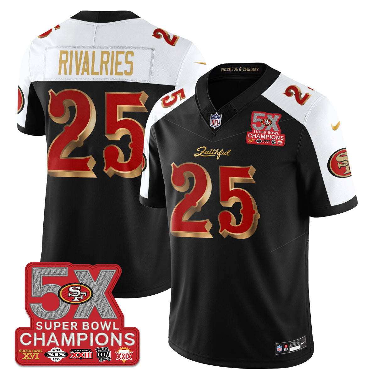 SF Rivalries 5-Time Champions Patch Vapor Limited Jersey - All Stitched-DTD