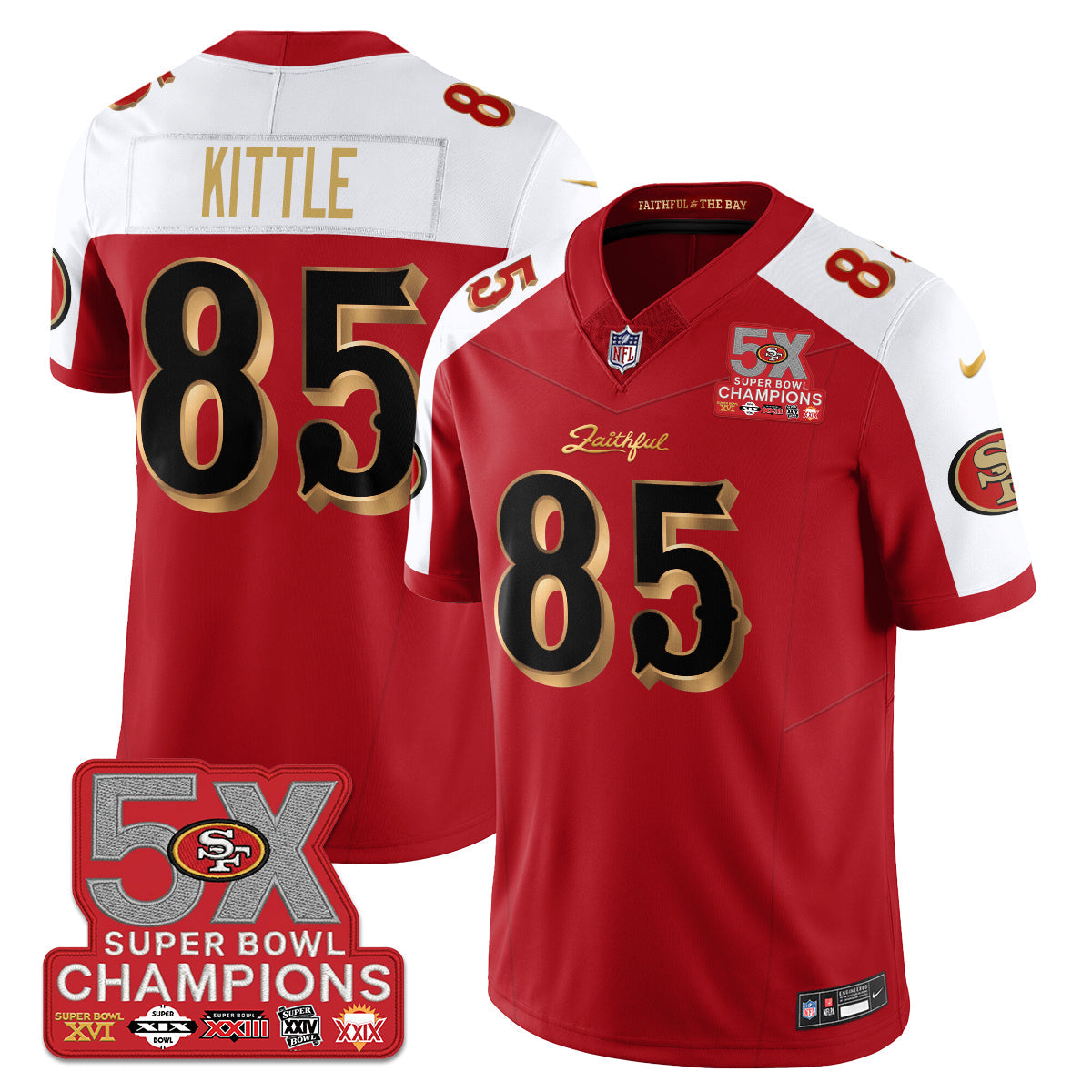 SF Rivalries 5-Time Champions Patch Vapor Limited Jersey - All Stitched-DTD