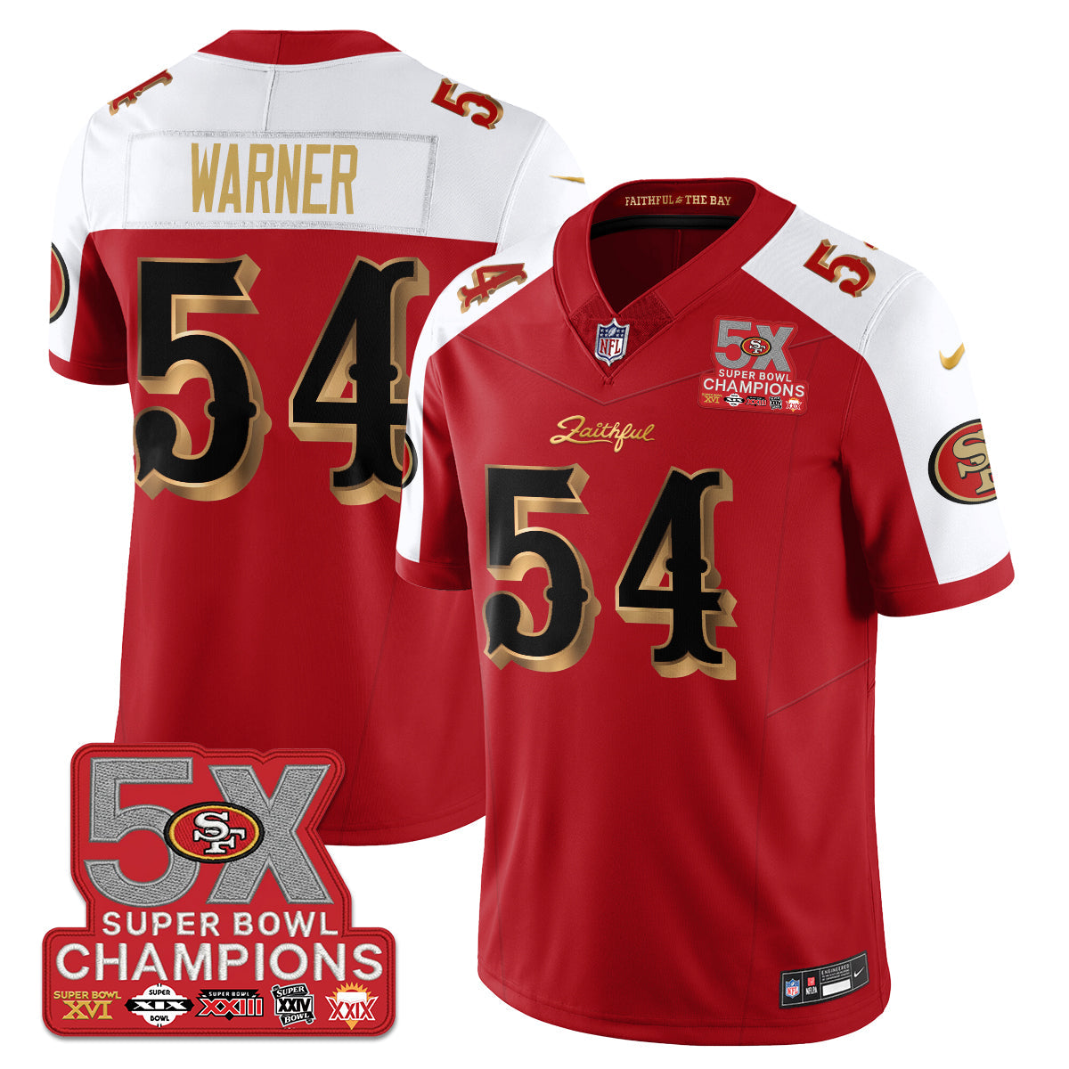 SF Rivalries 5-Time Champions Patch Vapor Limited Jersey - All Stitched-DTD