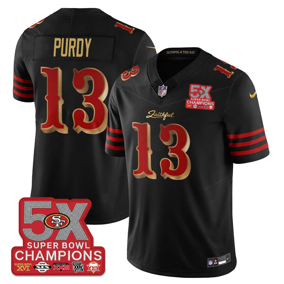 SF Rivalries 5-Time Champions Patch Vapor Limited Jersey - All Stitched-DTD
