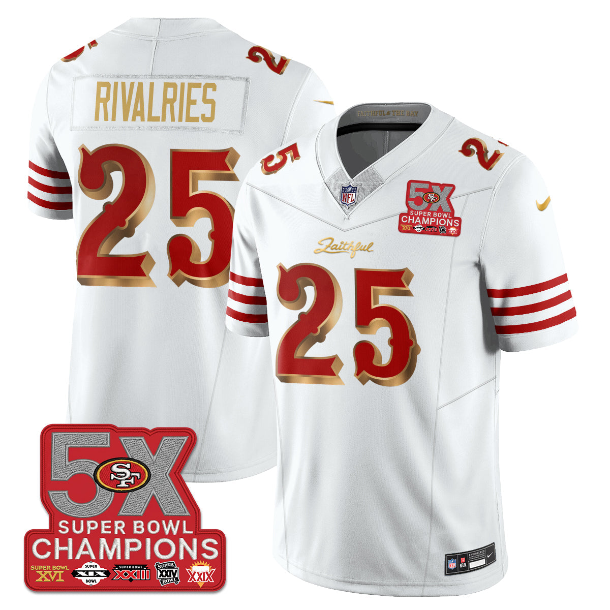 SF Rivalries 5-Time Champions Patch Vapor Limited Jersey - All Stitched-DTD