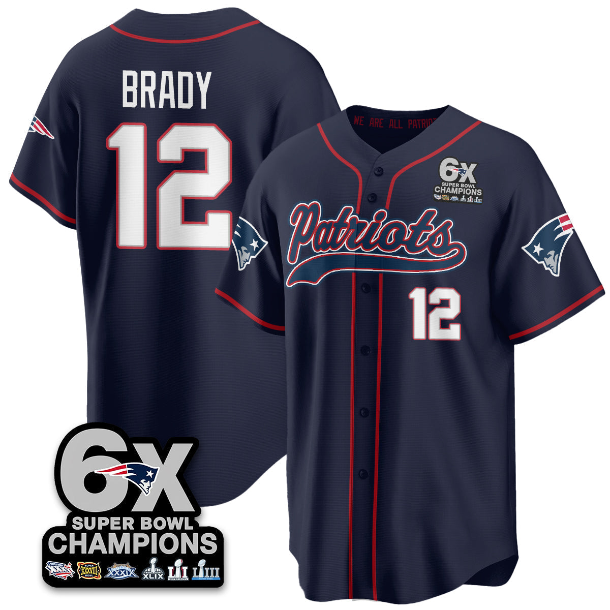 NE 6-Time Champions Patch Vapor Baseball Jersey - All Stitched-DTD