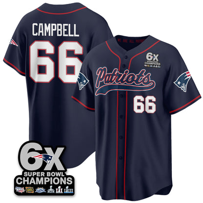 NE 6-Time Champions Patch Vapor Baseball Jersey - All Stitched-DTD