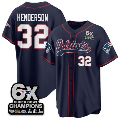 NE 6-Time Champions Patch Vapor Baseball Jersey - All Stitched-DTD
