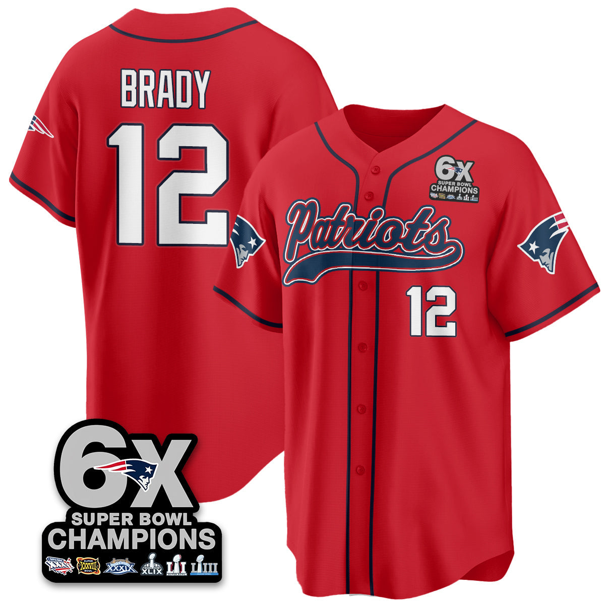 NE 6-Time Champions Patch Vapor Baseball Jersey - All Stitched-DTD