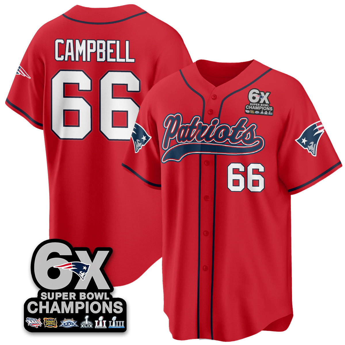 NE 6-Time Champions Patch Vapor Baseball Jersey - All Stitched-DTD