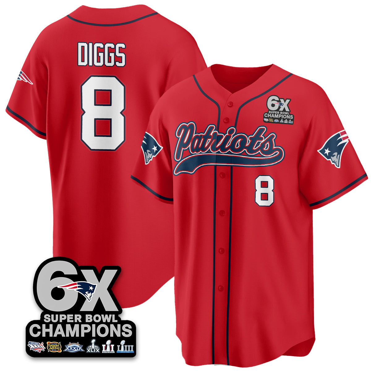 NE 6-Time Champions Patch Vapor Baseball Jersey - All Stitched-DTD