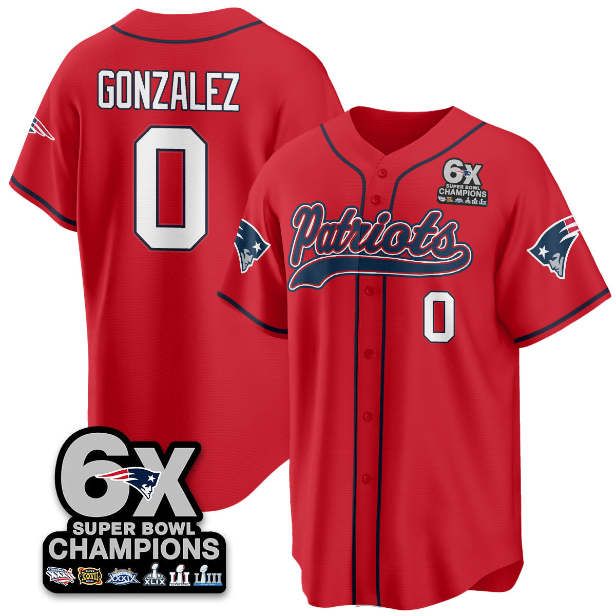 NE 6-Time Champions Patch Vapor Baseball Jersey - All Stitched-DTD