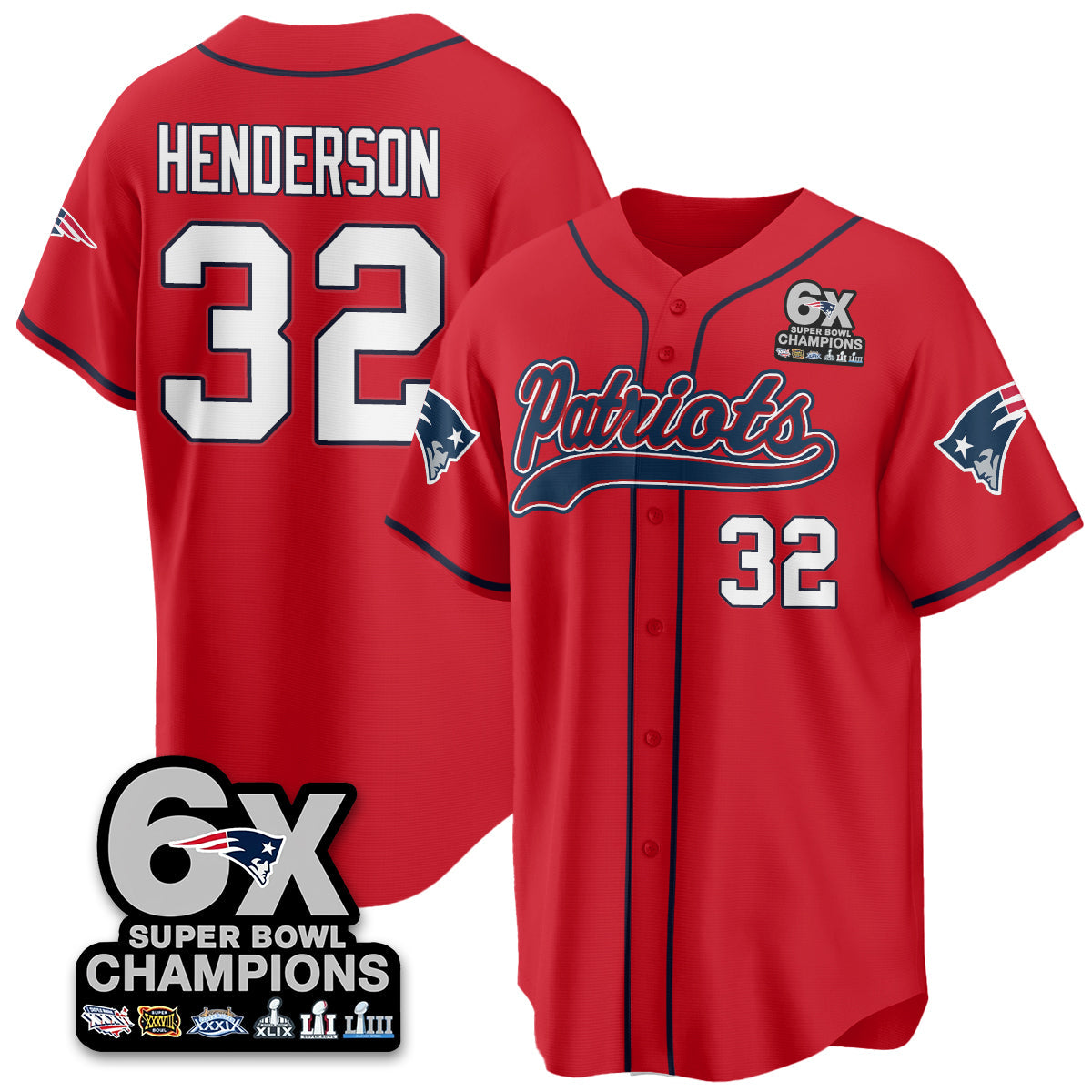 NE 6-Time Champions Patch Vapor Baseball Jersey - All Stitched-DTD