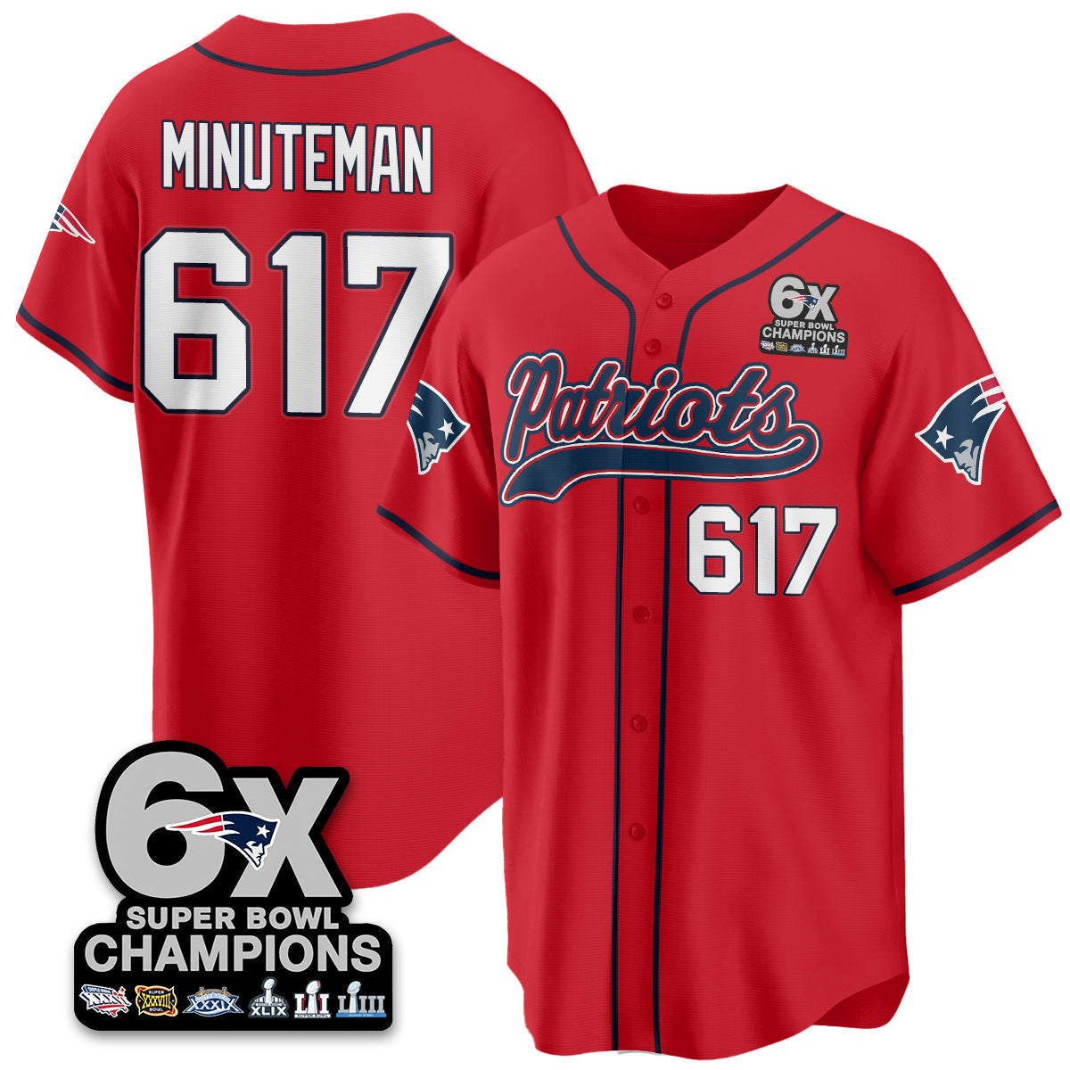 NE 6-Time Champions Patch Vapor Baseball Jersey - All Stitched-DTD