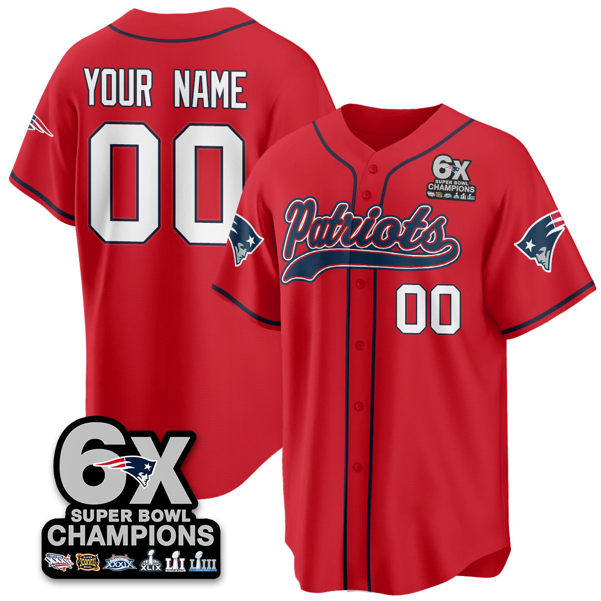 Custom NE 6-Time Champions Patch Vapor Baseball Jersey - All Stitched-DTD