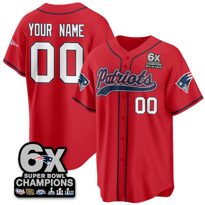 Custom NE 6-Time Champions Patch Vapor Baseball Jersey - All Stitched-DTD
