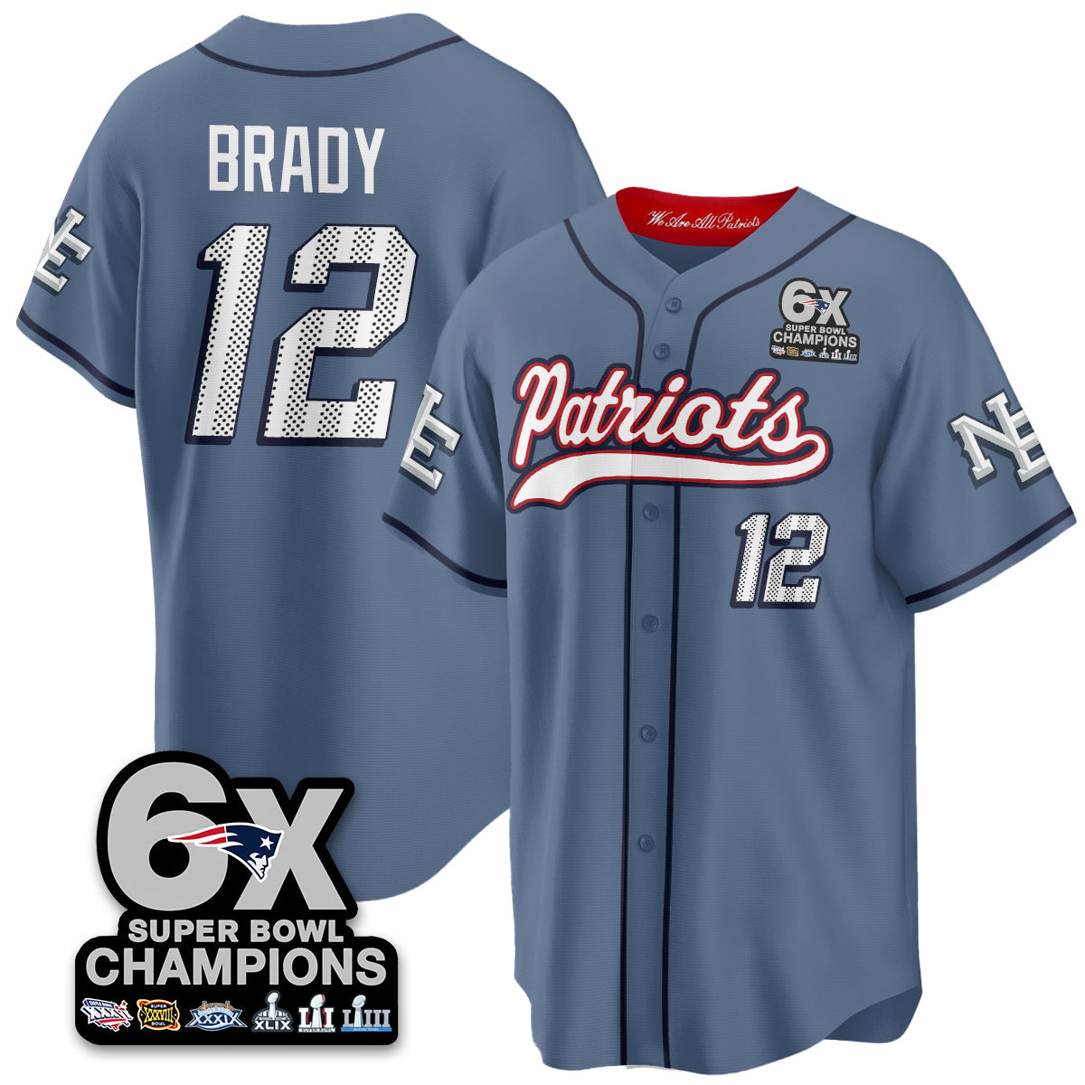 NE 6-Time Champions Patch Vapor Baseball Jersey - All Stitched-DTD