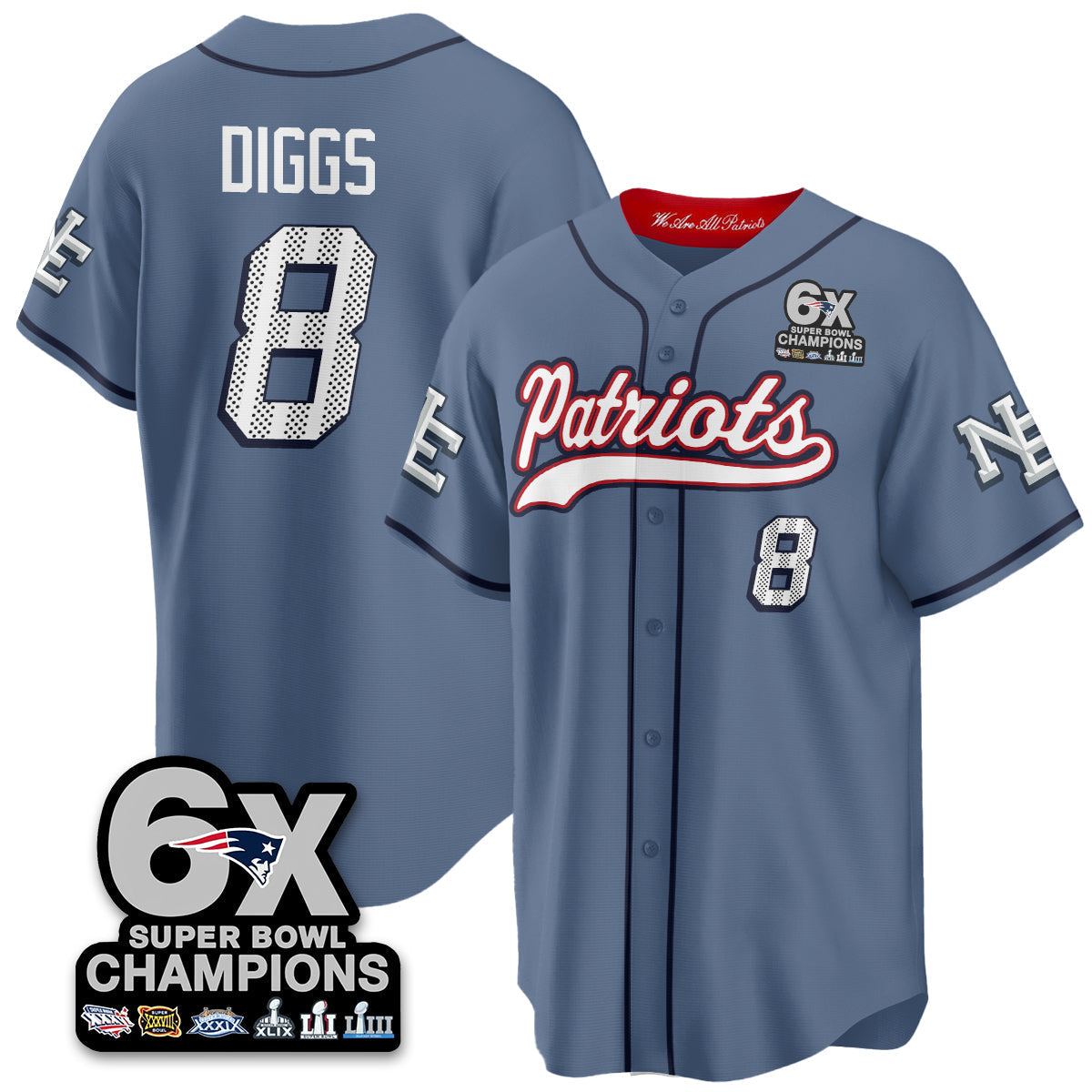NE 6-Time Champions Patch Vapor Baseball Jersey - All Stitched-DTD