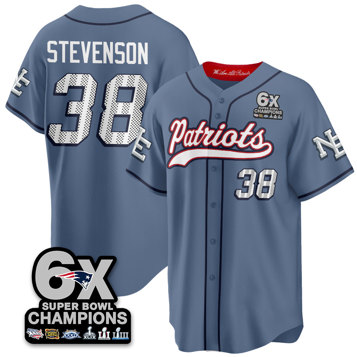 NE 6-Time Champions Patch Vapor Baseball Jersey - All Stitched-DTD