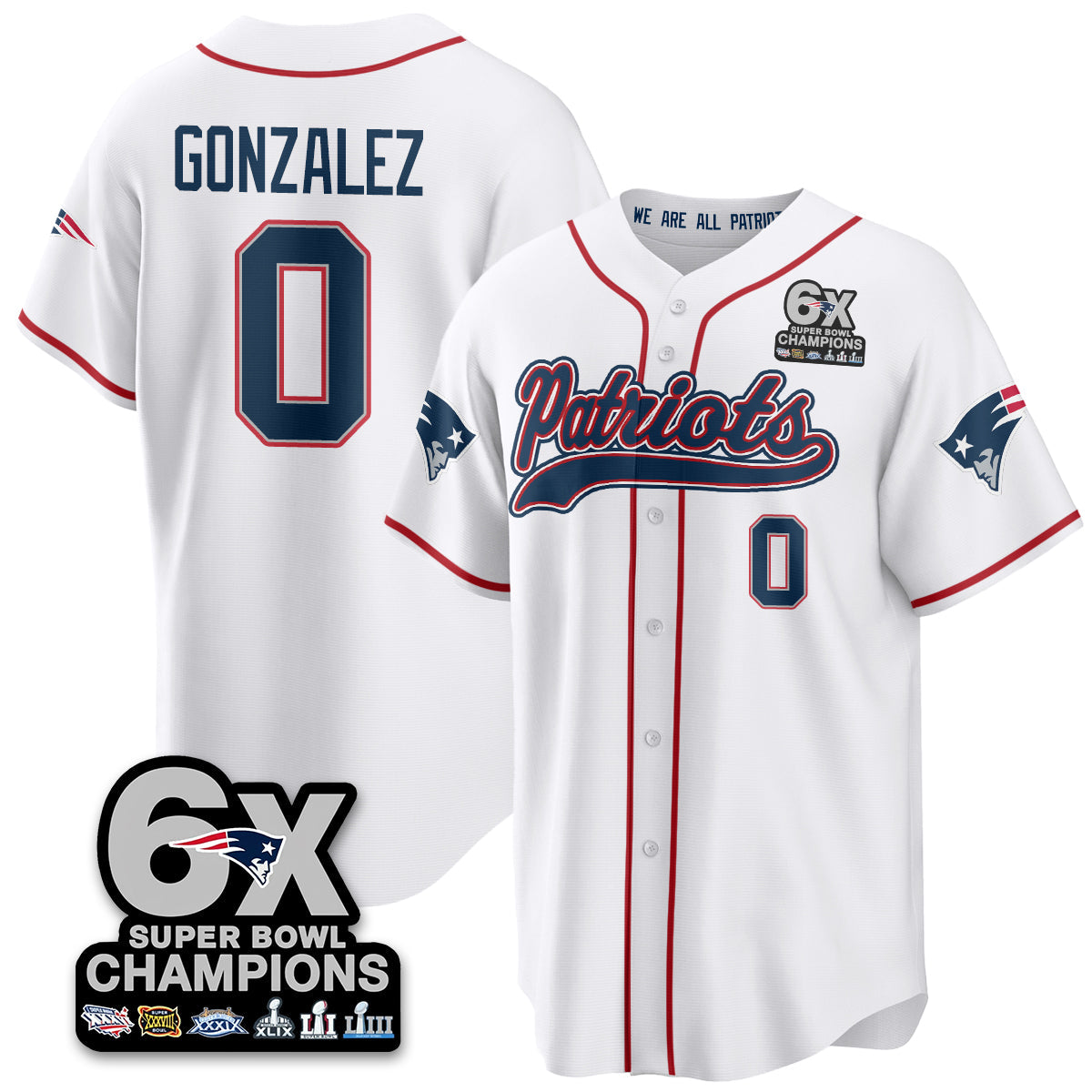 NE 6-Time Champions Patch Vapor Baseball Jersey - All Stitched-DTD