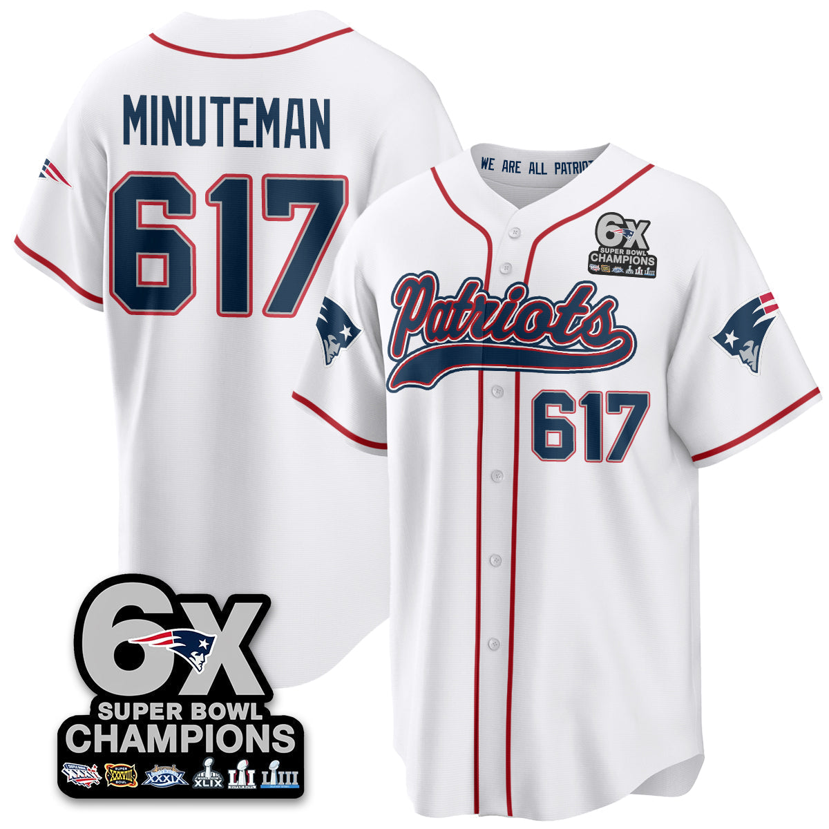 NE 6-Time Champions Patch Vapor Baseball Jersey - All Stitched-DTD