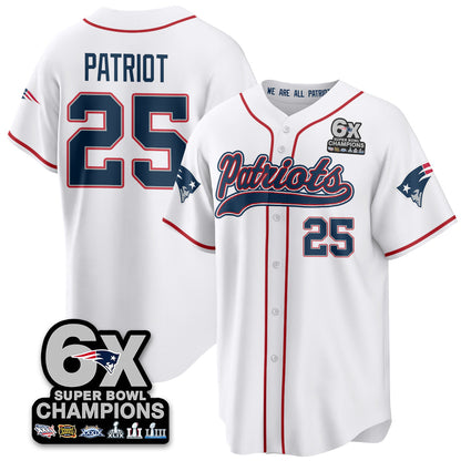NE 6-Time Champions Patch Vapor Baseball Jersey - All Stitched-DTD