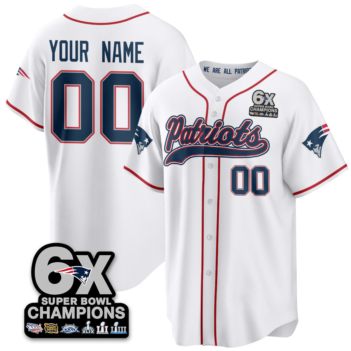 NE 6-Time Champions Patch Vapor Baseball Jersey - All Stitched-DTD