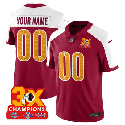 WAS 3-Time Champions Patch Vapor Limited Custom Jersey - All Stitched-DTD