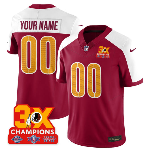 WAS 3-Time Champions Patch Vapor Limited Custom Jersey - All Stitched-DTD