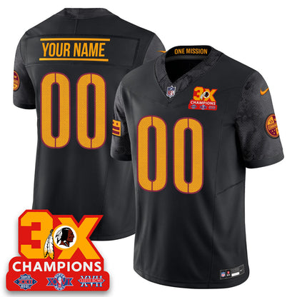 WAS 3-Time Champions Patch Vapor Limited Custom Jersey - All Stitched-DTD