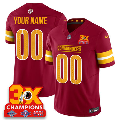 WAS 3-Time Champions Patch Vapor Limited Custom Jersey - All Stitched-DTD