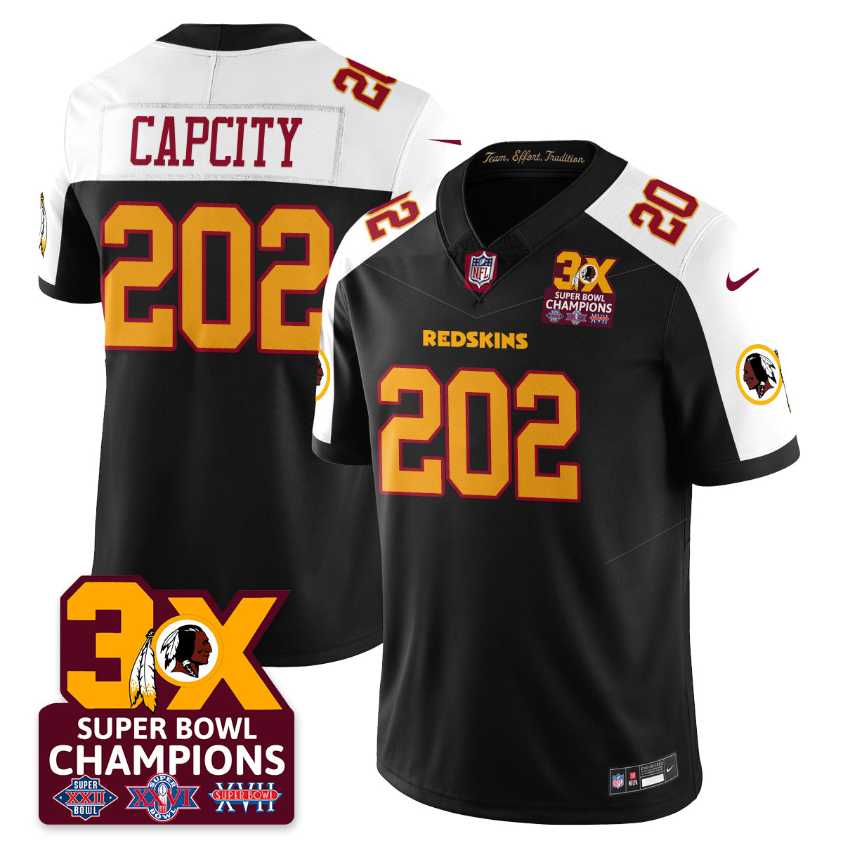 WAS 3-Time Champions Patch Vapor Limited Jersey - All Stitched-DTD