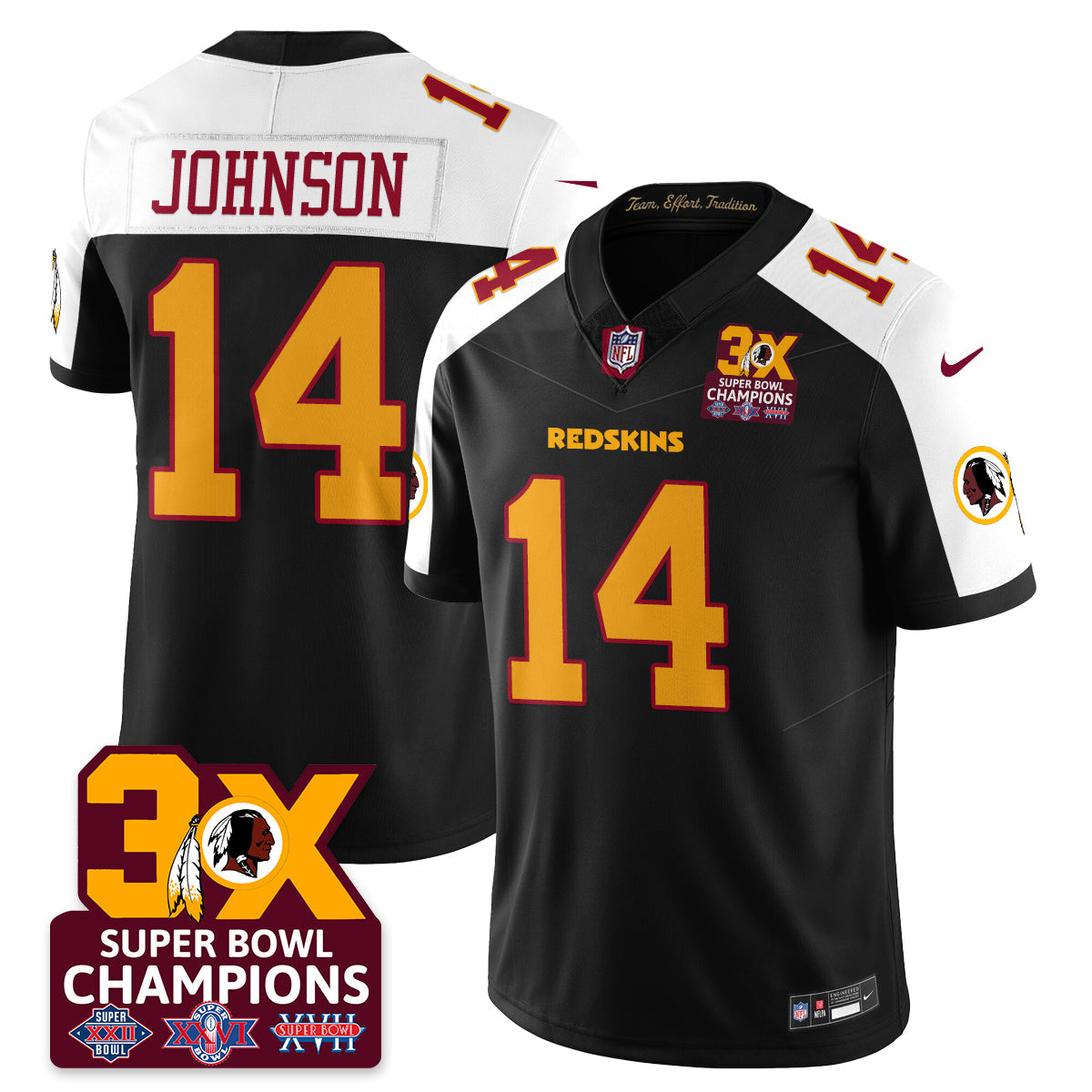 WAS 3-Time Champions Patch Vapor Limited Jersey - All Stitched-DTD