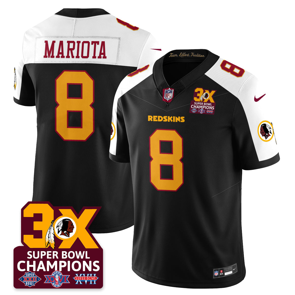 WAS 3-Time Champions Patch Vapor Limited Jersey - All Stitched-DTD
