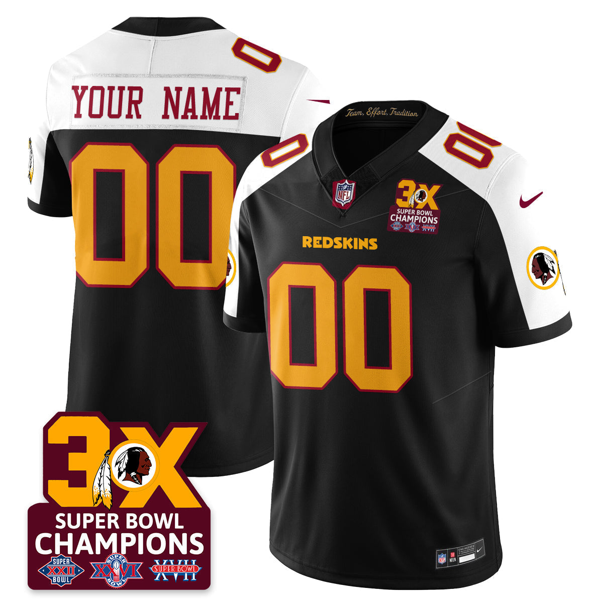 Custom WAS 3-Time Champions Patch Vapor Limited Jersey - All Stitched-DTD
