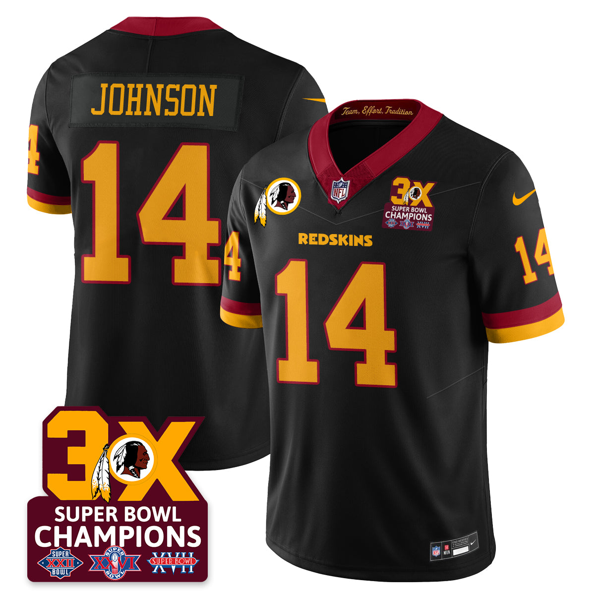 WAS 3-Time Champions Patch Vapor Limited Jersey - All Stitched-DTD