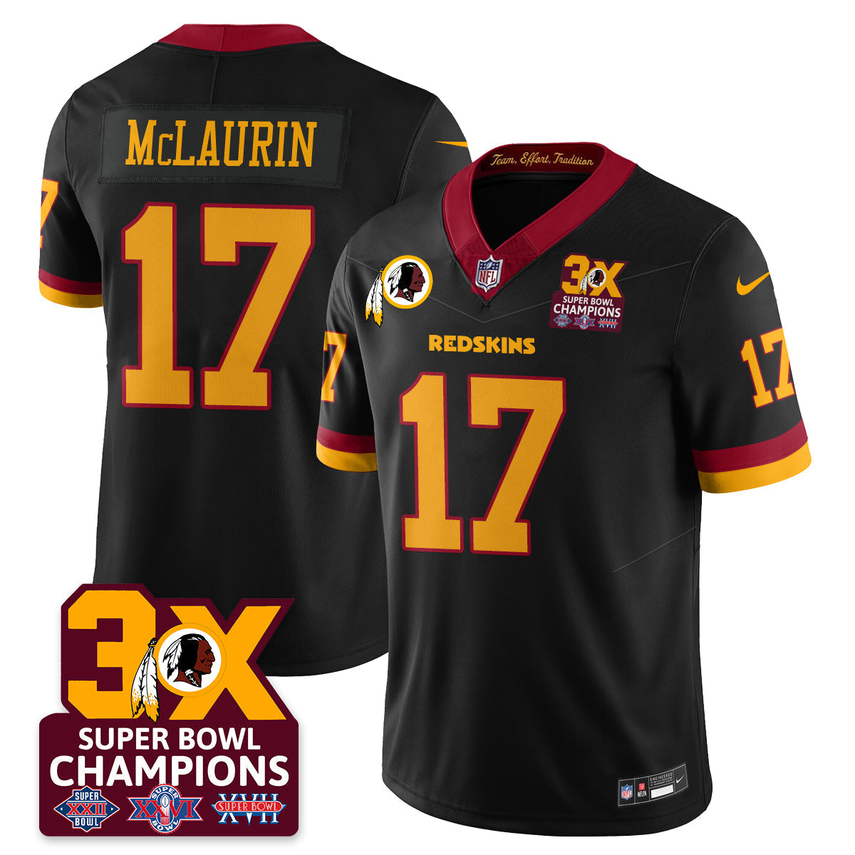 WAS 3-Time Champions Patch Vapor Limited Jersey - All Stitched-DTD