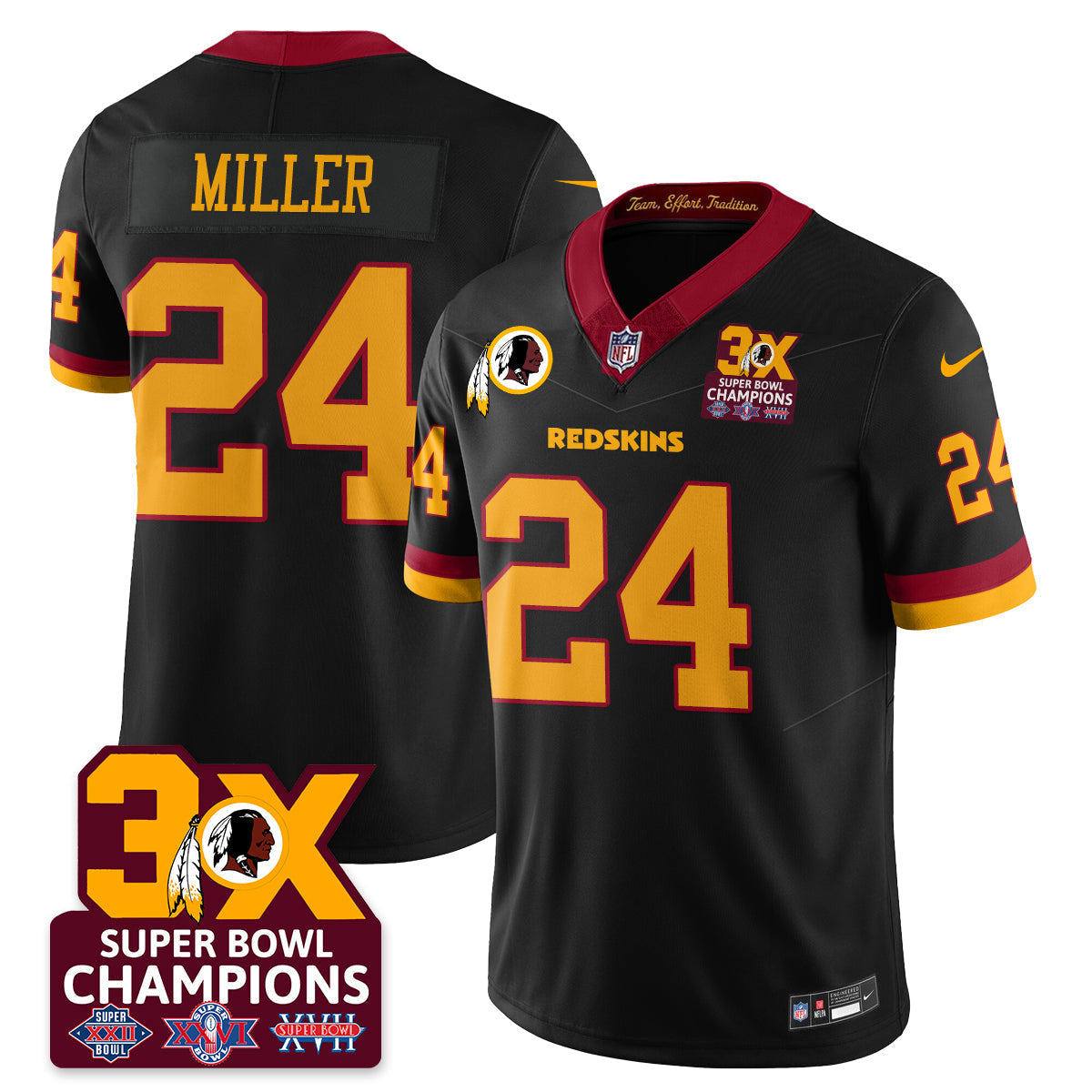 WAS 3-Time Champions Patch Vapor Limited Jersey - All Stitched-DTD