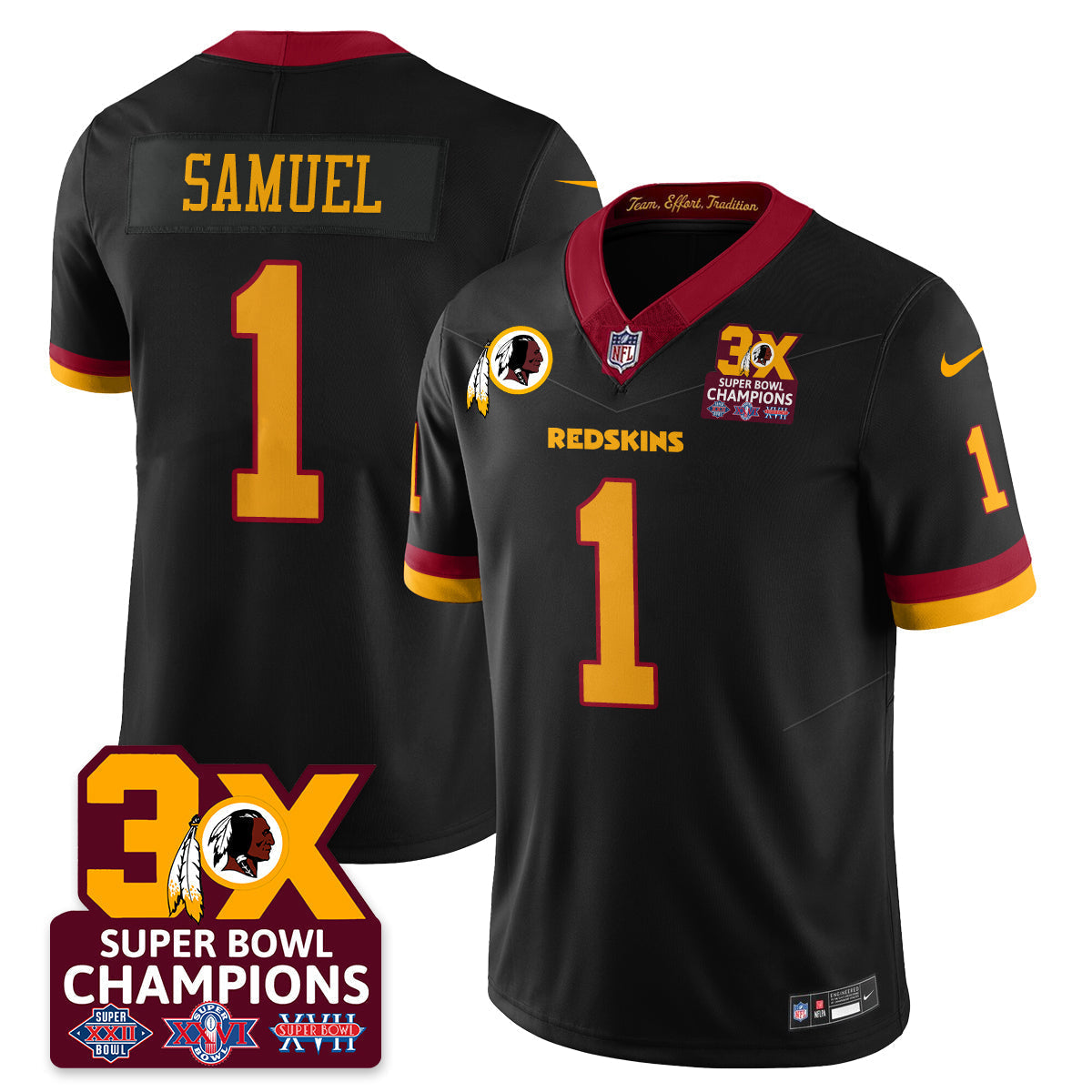 WAS 3-Time Champions Patch Vapor Limited Jersey - All Stitched-DTD