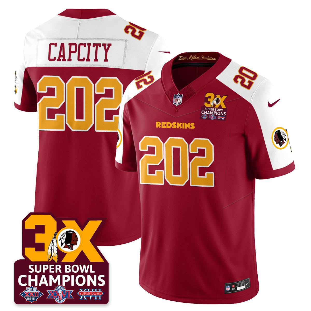 WAS 3-Time Champions Patch Vapor Limited Jersey - All Stitched-DTD