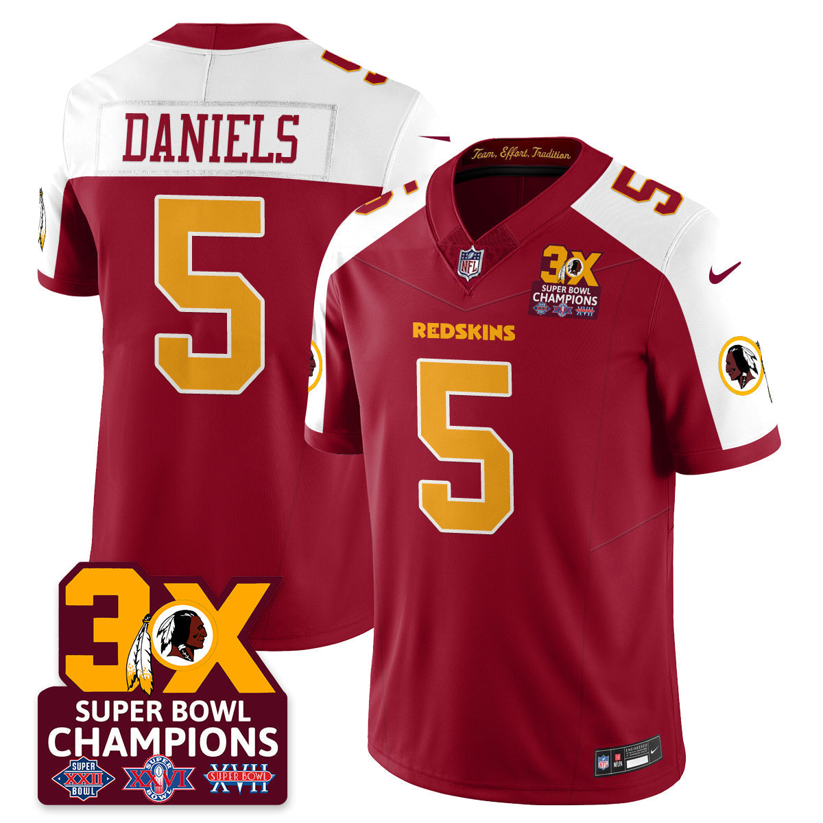 WAS 3-Time Champions Patch Vapor Limited Jersey - All Stitched-DTD