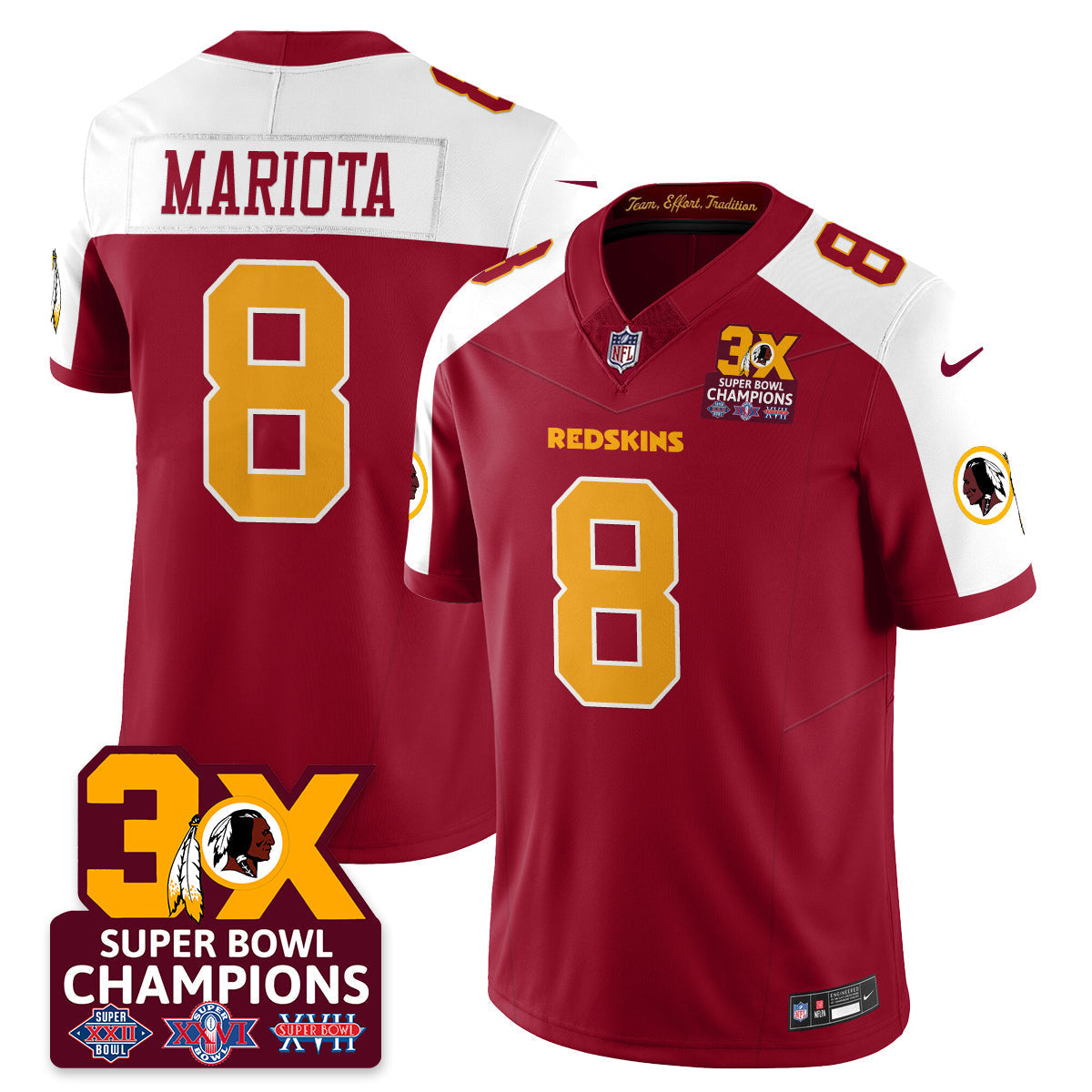 WAS 3-Time Champions Patch Vapor Limited Jersey - All Stitched-DTD