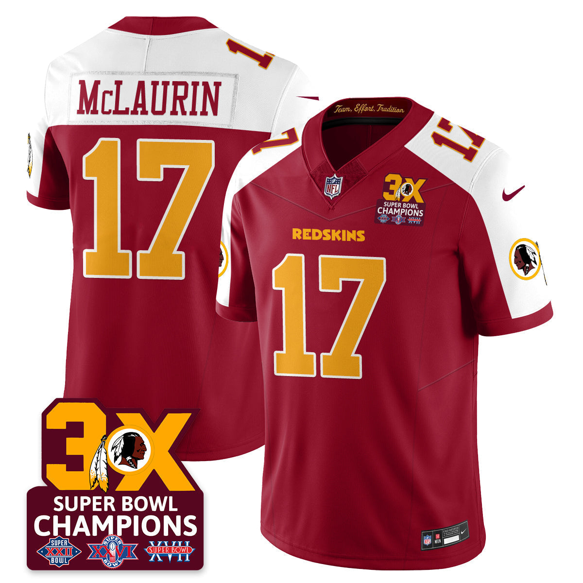 WAS 3-Time Champions Patch Vapor Limited Jersey - All Stitched-DTD