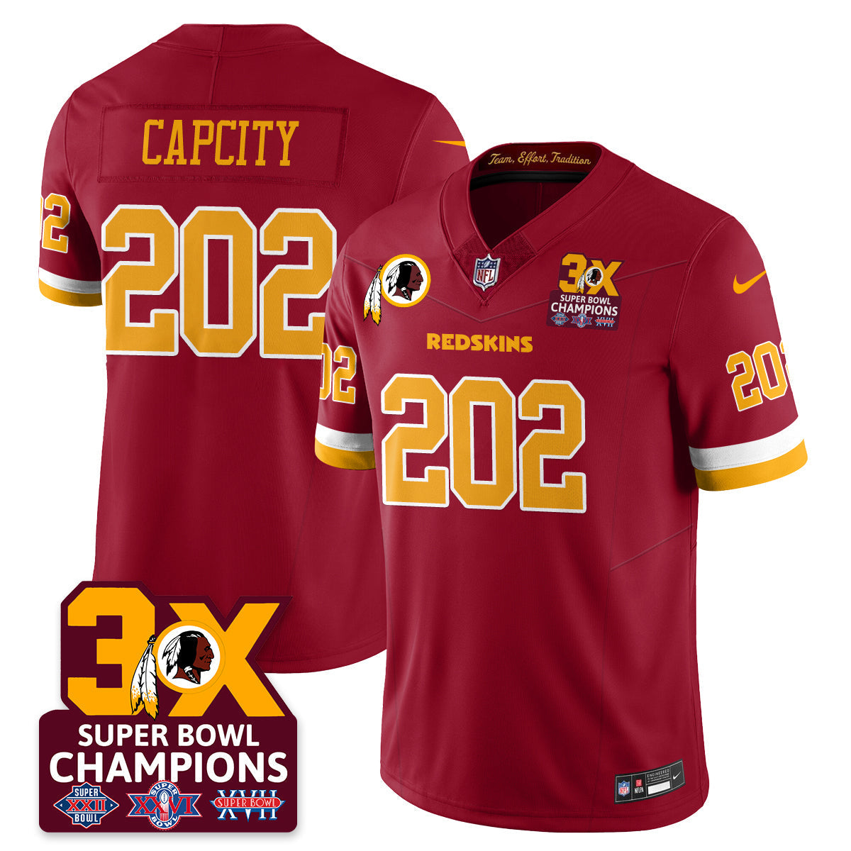 WAS 3-Time Champions Patch Vapor Limited Jersey - All Stitched-DTD