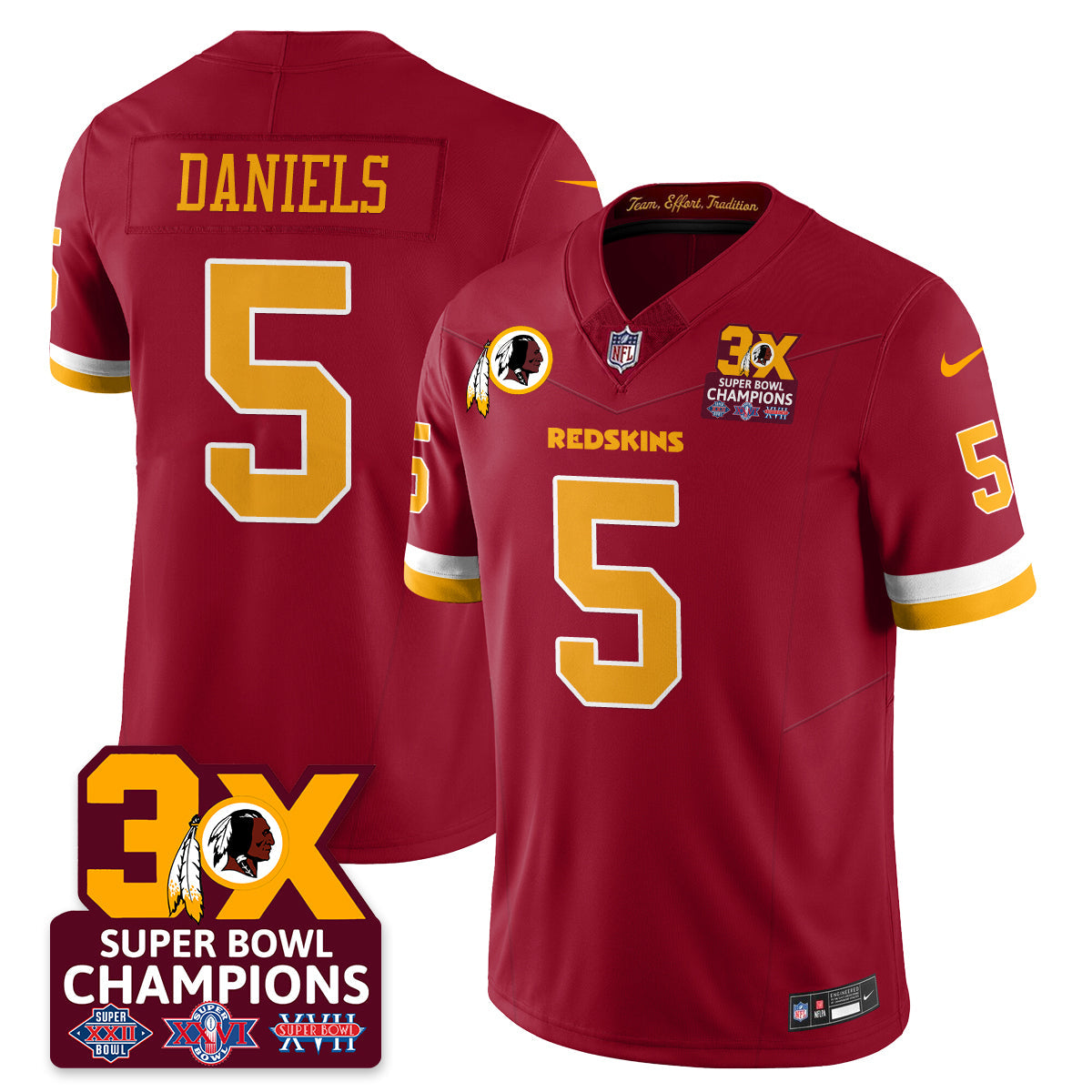 WAS 3-Time Champions Patch Vapor Limited Jersey - All Stitched-DTD