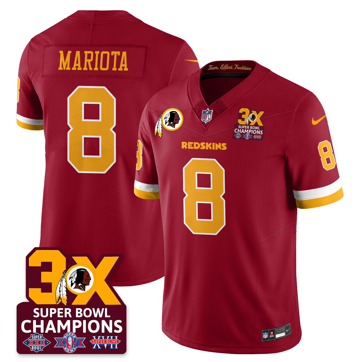 WAS 3-Time Champions Patch Vapor Limited Jersey - All Stitched-DTD