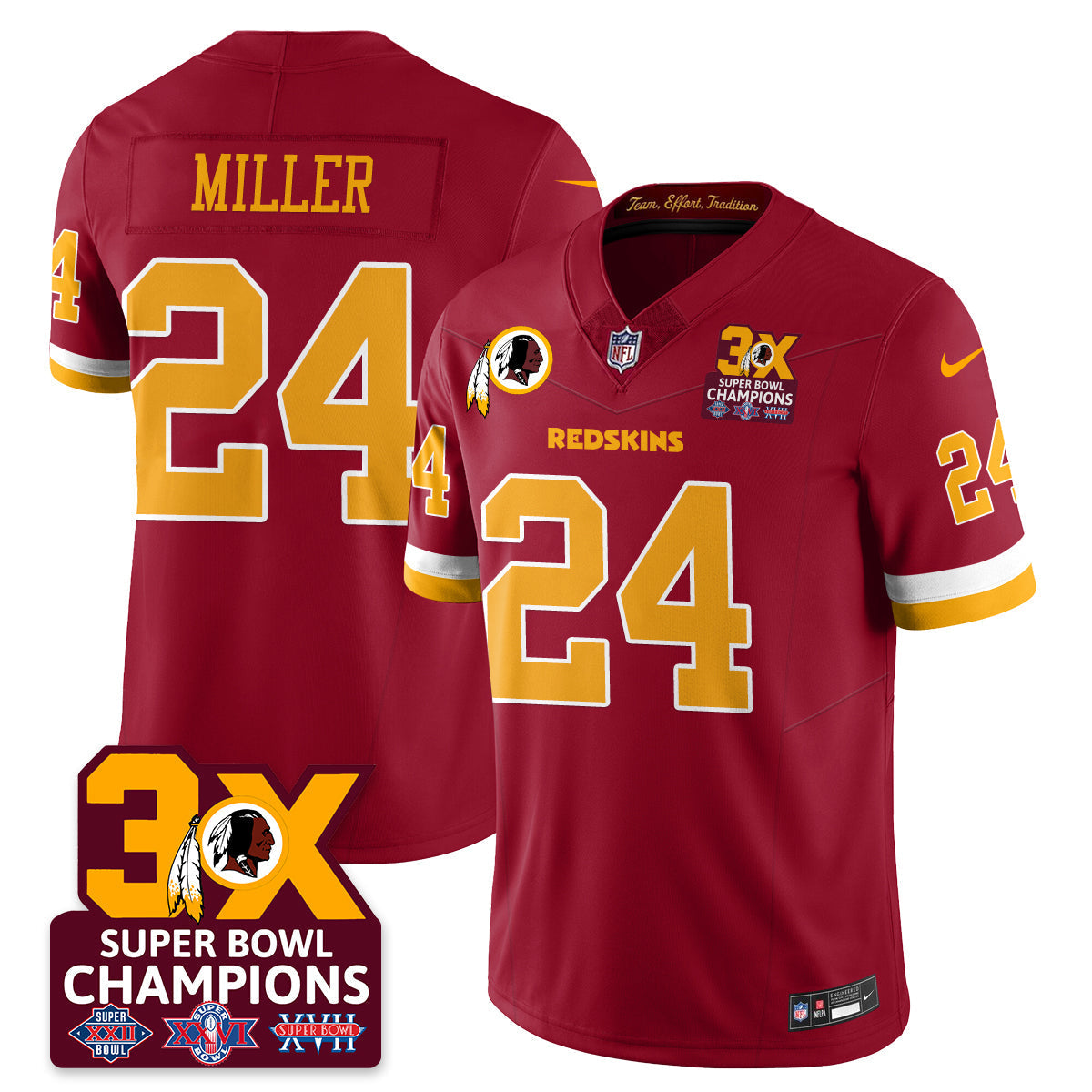 WAS 3-Time Champions Patch Vapor Limited Jersey - All Stitched-DTD