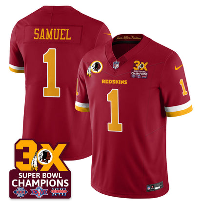 WAS 3-Time Champions Patch Vapor Limited Jersey - All Stitched-DTD