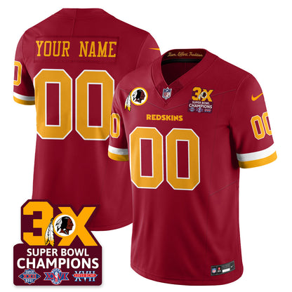 Custom WAS 3-Time Champions Patch Vapor Limited Jersey - All Stitched-DTD