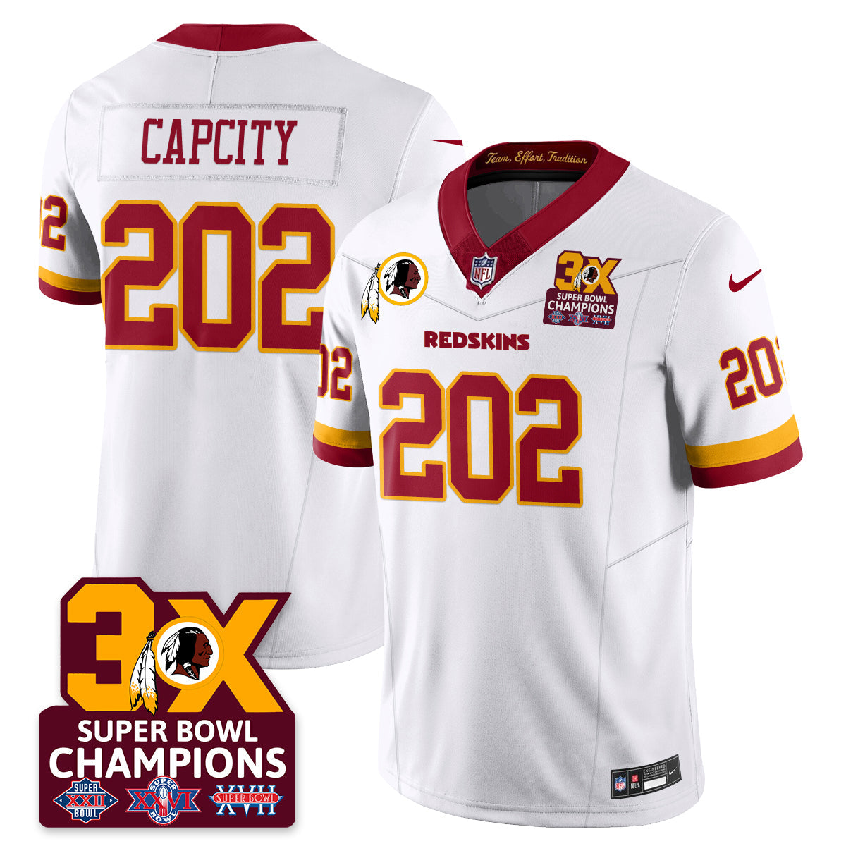 WAS 3-Time Champions Patch Vapor Limited Jersey - All Stitched-DTD